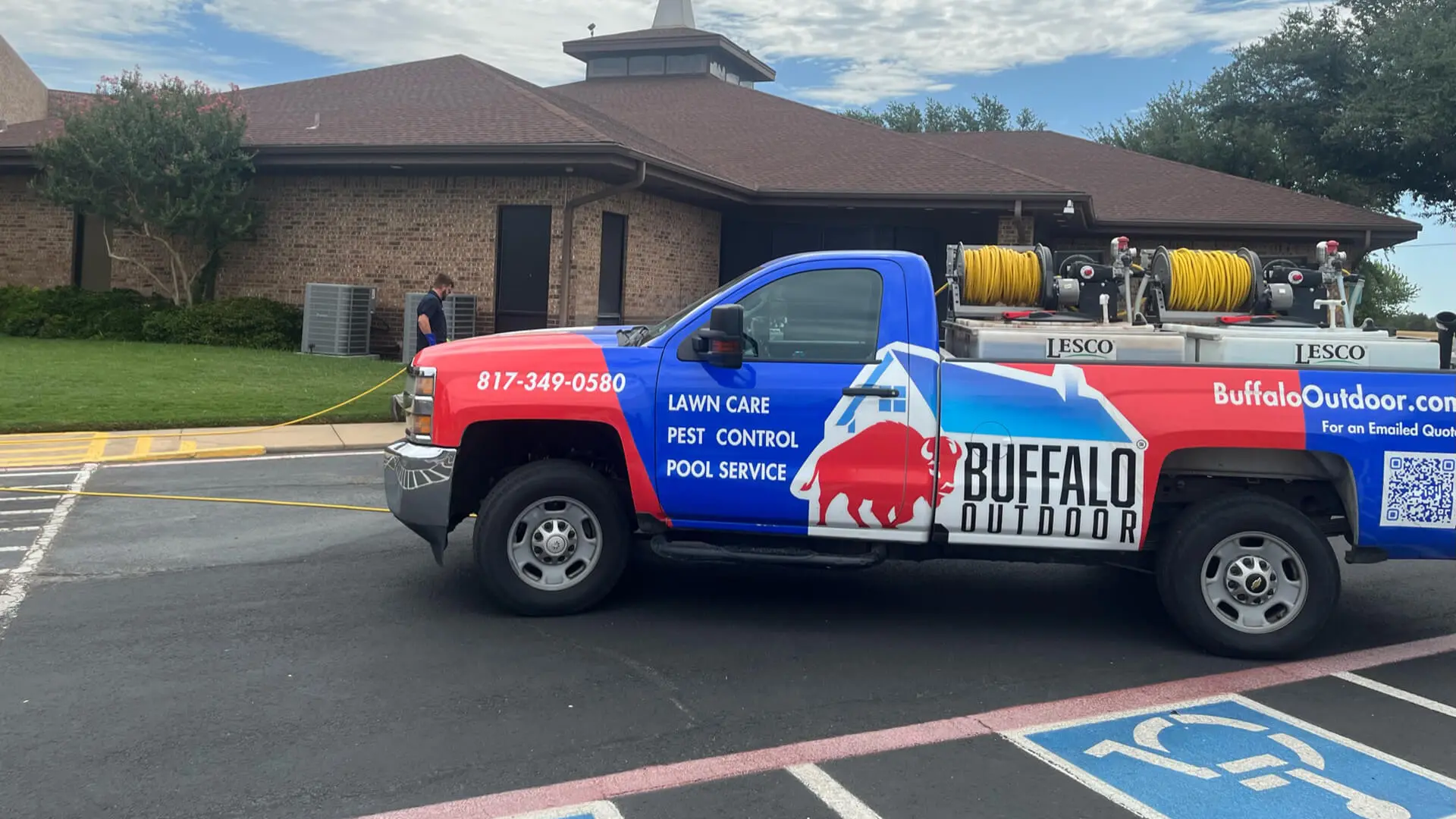 Buffalo Outdoor work truck at a home in Saginaw, Texas.